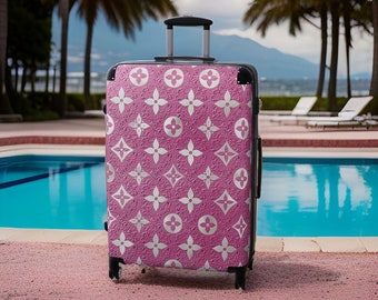 Pink Luxury Designer Style Suitcase - Pink Luggage Set, Women's Hardshell Luggage, Pink Carry-On With Wheels, Suit Case, TSA Approved Lock