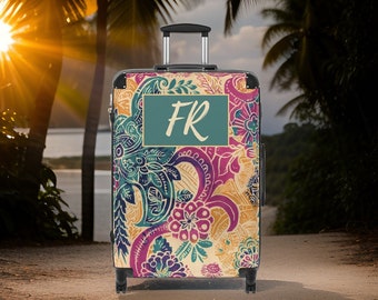 Hari Abstract Suitcase Set - Personalized Luggage Set, Custom Suitcase, Floral Suitcase Set, Women's Carry-On, Custom Initals, TSA Approved