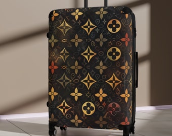 Luxury Gold Monogram Designer Theme Suitcase - Designer Luggage Set, Hardshell Suit Case, Traveller Gift, Suitcases, Carry-On, TSA Approved