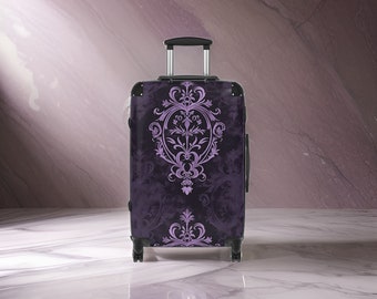 Elegant Purple Hardshell Suitcase - Purple Luggage Set, Purple Carry-On, Elegant Victorian Style, Hardshell Suitcase, TSA Approved Lock