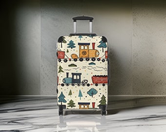 Little Kids Train Suitcase - Children's Luggage, Kids Suitcase, Travel Luggage, Train Suitcase, Little Boys Suitcase, TSA Approved Lock