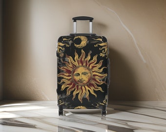 Solar Sun Black Astrology Witchy Bagagli - Valigia da strega, set di valigie da donna alla moda, valigia per lei, Amante dei cristalli, Lucchetto approvato TSA