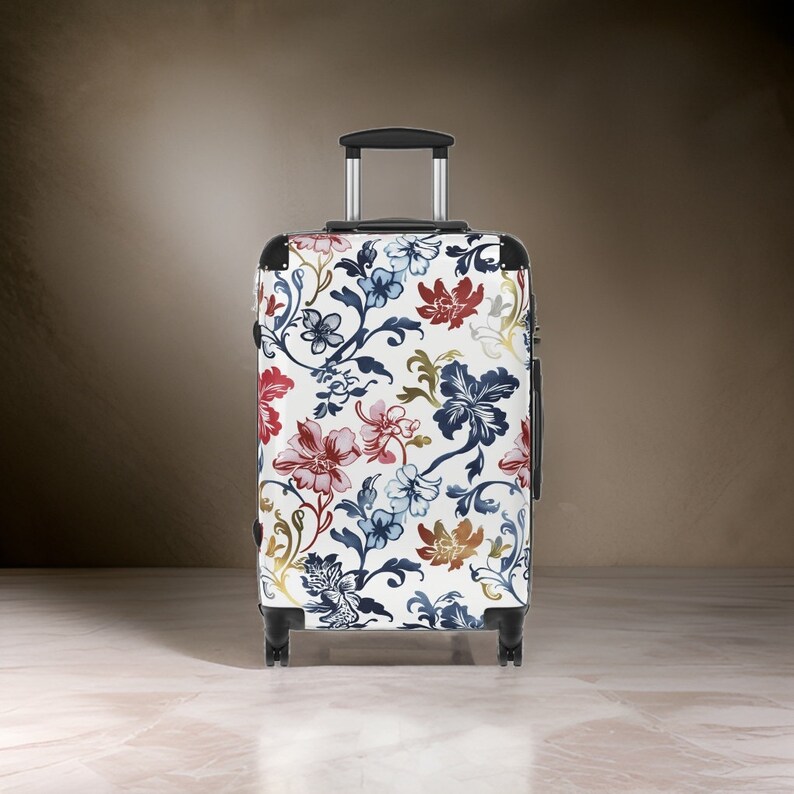 Tri-color Floral White Luggage White Floral Luggage Set, Suit Case ...