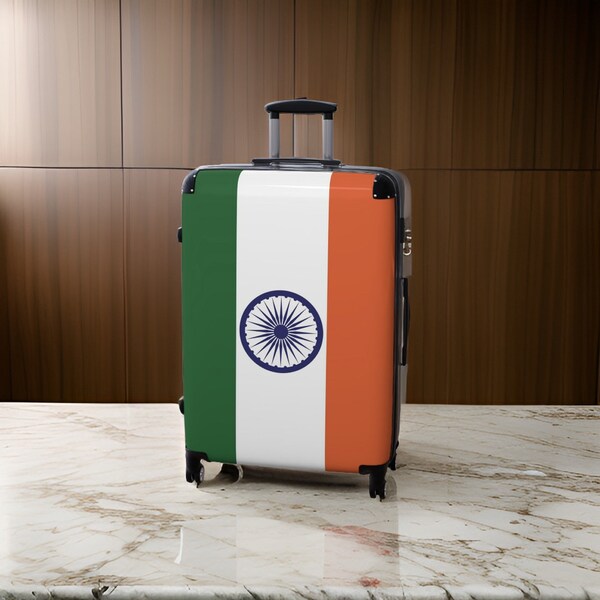 Indien-Flaggen-Koffer - Gepäck der indischen Flagge, Indien-Koffer, Gepäck der indischen Flagge, Indien-Koffer, Indien-Flaggen-Handgepäck, TSA-zugelassen