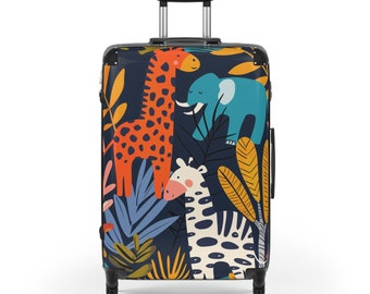 Children's Safari Animal Suitcase - Kids Suitcases, Kids Luggage, Jungle Animal Suitcase, Hardshell with Wheels, TSA Approved Lock