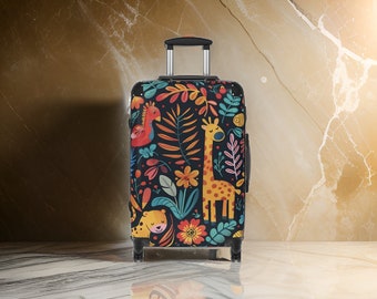 Kids Safari Jungle Suitcase - Jungle Animals Luggage, Kids Suitcase, Childrens Luggage, Hardshell With Wheels, TSA Approved Luggage
