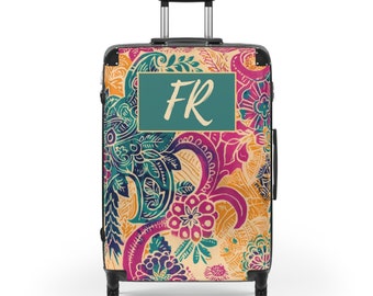 Hari Abstract Suitcase Set - Personalized Luggage Set, Custom Suitcase, Floral Suitcase Set, Women's Carry-On, Custom Initals, TSA Approved