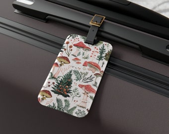 White Cottagecore Luggage Tag - Leather Luggage Tag, White Luggage Tag, Travel Gifts, Gift For Travellers, Suitcase Tag, Custom Name Tag
