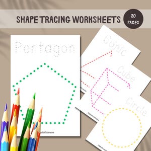 20 pages de tracés formes cartes visuelles Montessori activités pour tout-petits tapis traçage imprimables programme préscolaire à domicile