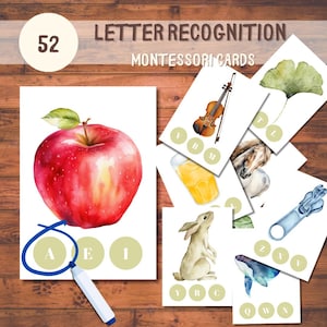 52 cartes Alphabet à imprimer – Reconnaissance des lettres – Sons initiaux ABC – Activité Montessori maternelle & jardin d’enfants