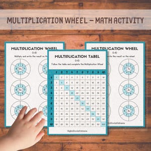 Digital Multiplication Wheels and Worksheets, 1 to 10 Times Tables, Math Centers, Learn to Multiply, Homeschool Activity PDF, Numbers