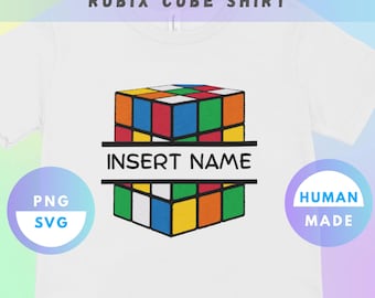 Design de camiseta personalizada com nome e desenho de cubo mágico – SVG e PNG para meninos e meninas (download digital) – Design de sublimação para quebra-cabeça de cubo mágico para crianças
