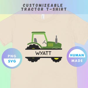 Custom Name Tractor Shirt SVG PNG – Personalized Farm Truck Design for Boys – Kids Sublimation Digital Download for Cricut & Print Projects