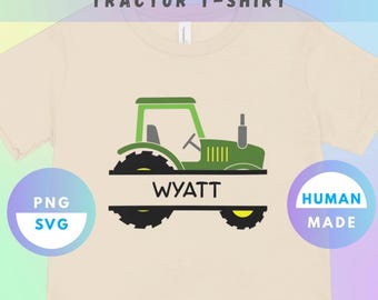 Design de camiseta personalizada com nome e trator – Caminhão agrícola infantil em SVG e PNG (Download digital)