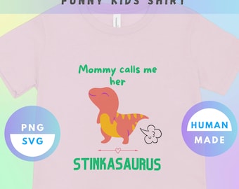 Design de camiseta infantil com dinossauro Stinkassauro – Arquivo SVG e PNG divertidos (Download digital)