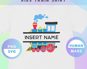 Design personalizado de camiseta com nome e tema de trem – SVG e PNG para meninos e meninas (download digital) – Estampa de trem para sublimação – Presente de aniversário infantil