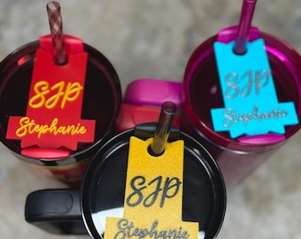 Tampa personalizada Stanley Topper - Tampa para copo térmico com nome personalizado, 887 ml/1182 ml - Tampa Stanley Topper para mulheres - Tampa para copo térmico com monograma de iniciais