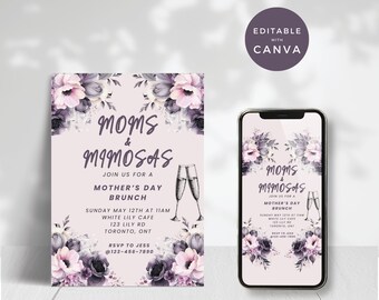 Moms & Mimosas Brunch Invitation: Floral Mother's Day Invite (Digital/Printable)