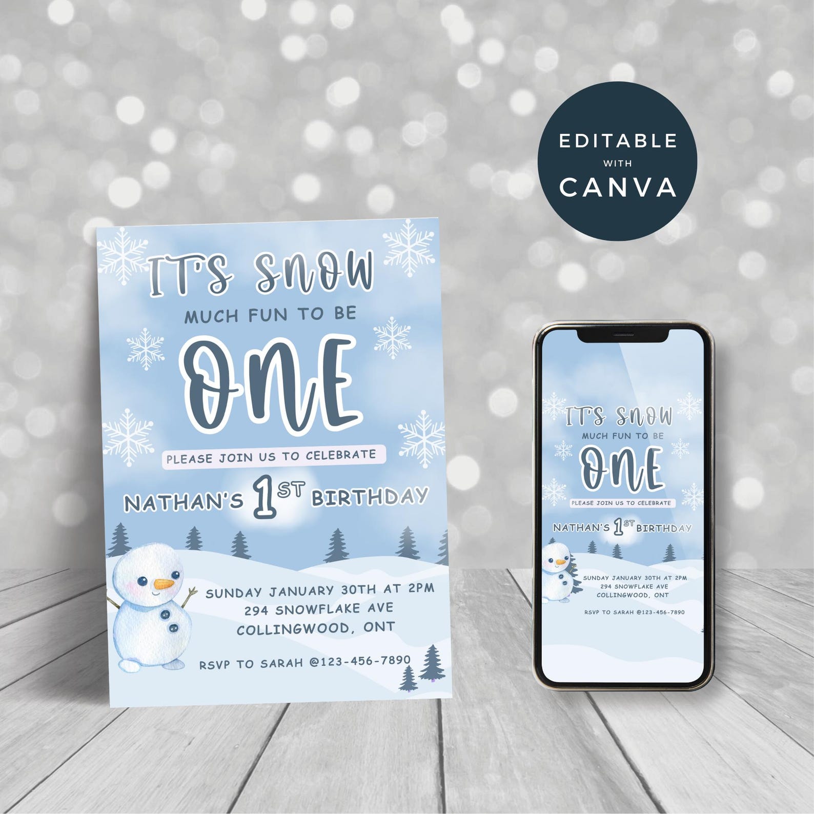 It's Snow Much Fun to Be One, First Birthday Invitation, Winter ...