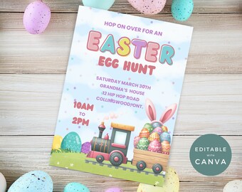Ostereiersuche-Einladung: Bearbeitbare Kinderpartyeinladung (Digitaler Download)
