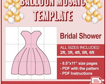 Bridal Shower Mosaic From Balloon, Bridal Shower Balloon Decor, Diamond Ring Mosaic, 2ft 3ft, 4ft, 5ft, 6ft, DIY, Balloon Template PDF files