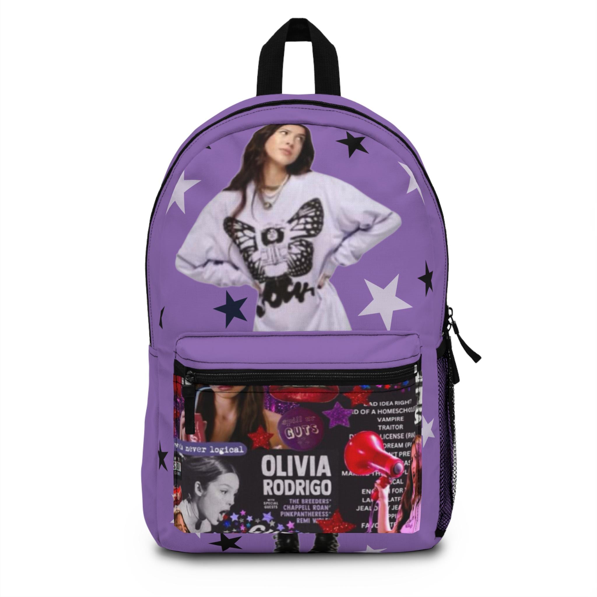 Olivia Rodrigo Inspired Backpack: GUTS Era Purple Star School Bag