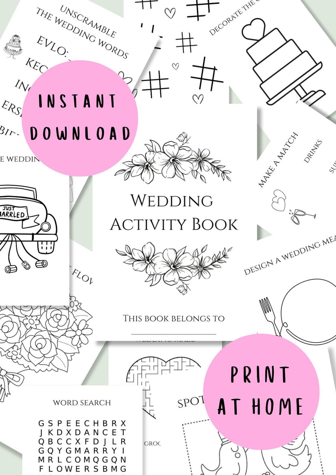 KIDS WEDDING ACTIVITY Wedding Activity Pack Children's Wedding Activity Printable Wedding ...
