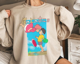 Studio Ghibli Ponyo Shirt, Howls Moving Castle Sweatshirt, Ponyo Sosuke T-Shirt, Hayao Miyazaki Totoro Hoodie