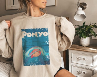 Studio Ghibli Ponyo Shirt, Howls Moving Castle Sweatshirt, Ponyo Anime T-Shirt, Hayao Miyazaki, Totoro Hoodie