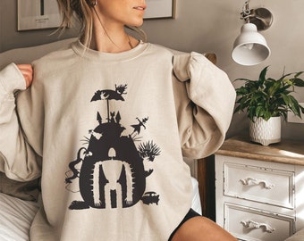 Studio Ghibli Monochrome Laputian Robot Spirited Away Hayao Miyazaki Sweatshirt, Totoro Shirt, Studio Ghibli