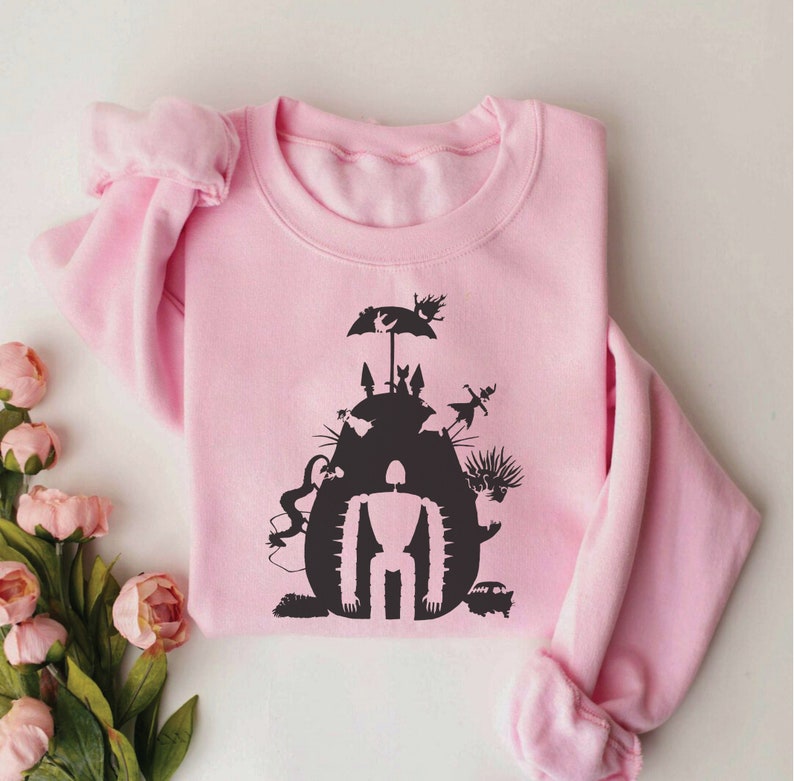 Studio Ghibli Monochrome Laputian Robot Spirited Away Hayao Miyazaki Sweatshirt, Totoro Shirt, Studio Ghibli zdjęcie 4