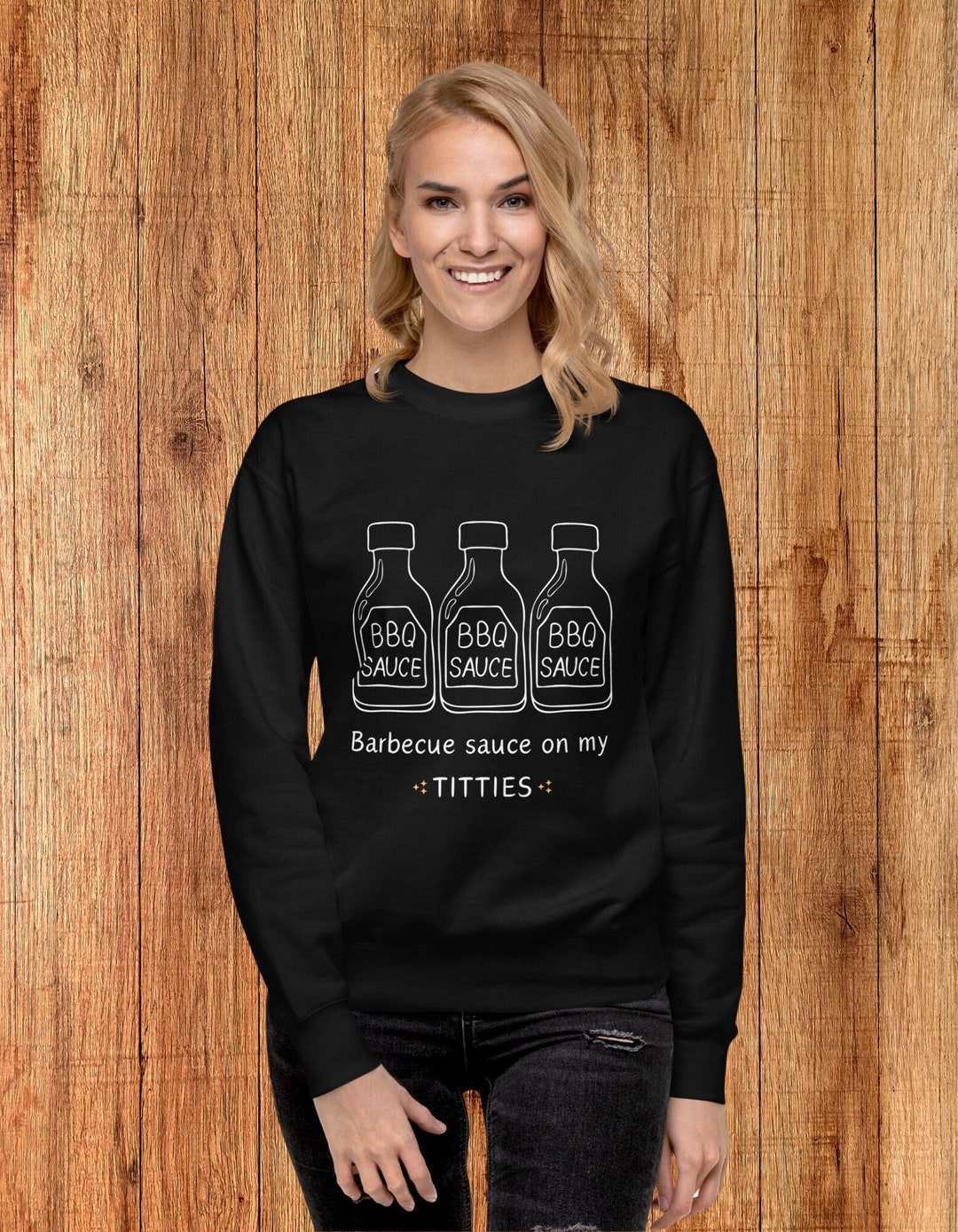 Barbecue Sauce on My Titties Classic Crew Neck Sweatshirt Funny Vine, Meme Joke Apaprel Etsy