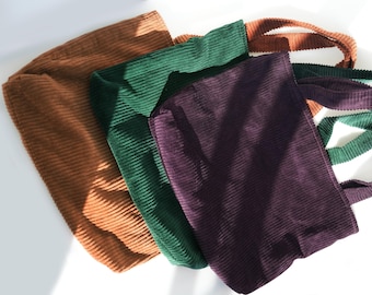 Draagtas van katoenstof met binnenzak - perfect cadeau voor haar - premium corduroy designerdraagtas - 6 kleuren beschikbaar