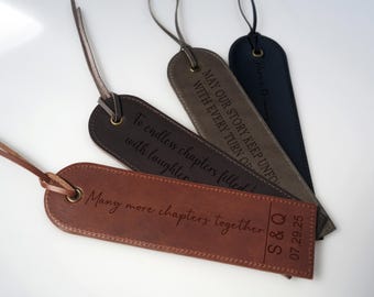 Personalized Leather Bookmark, Bookmark with Initials, Perfect Gift for Book Lovers, Anniversary Gift, Valentine's Day Gift, Couple Gift