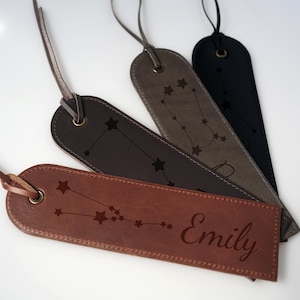 Sternzeichen Lesezeichen, Sternzeichen Lesezeichen, Konstellationen Leder Lesezeichen, Benutzerdefinierte Name Lesezeichen, Geschenk für Buchliebhaber, Sternzeichen Lesezeichen