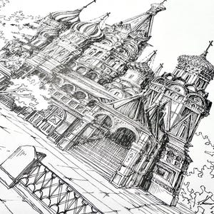 St. Basil's Cathedral, Moscow, Russia | Hand Drawn Sketch | Digital ...