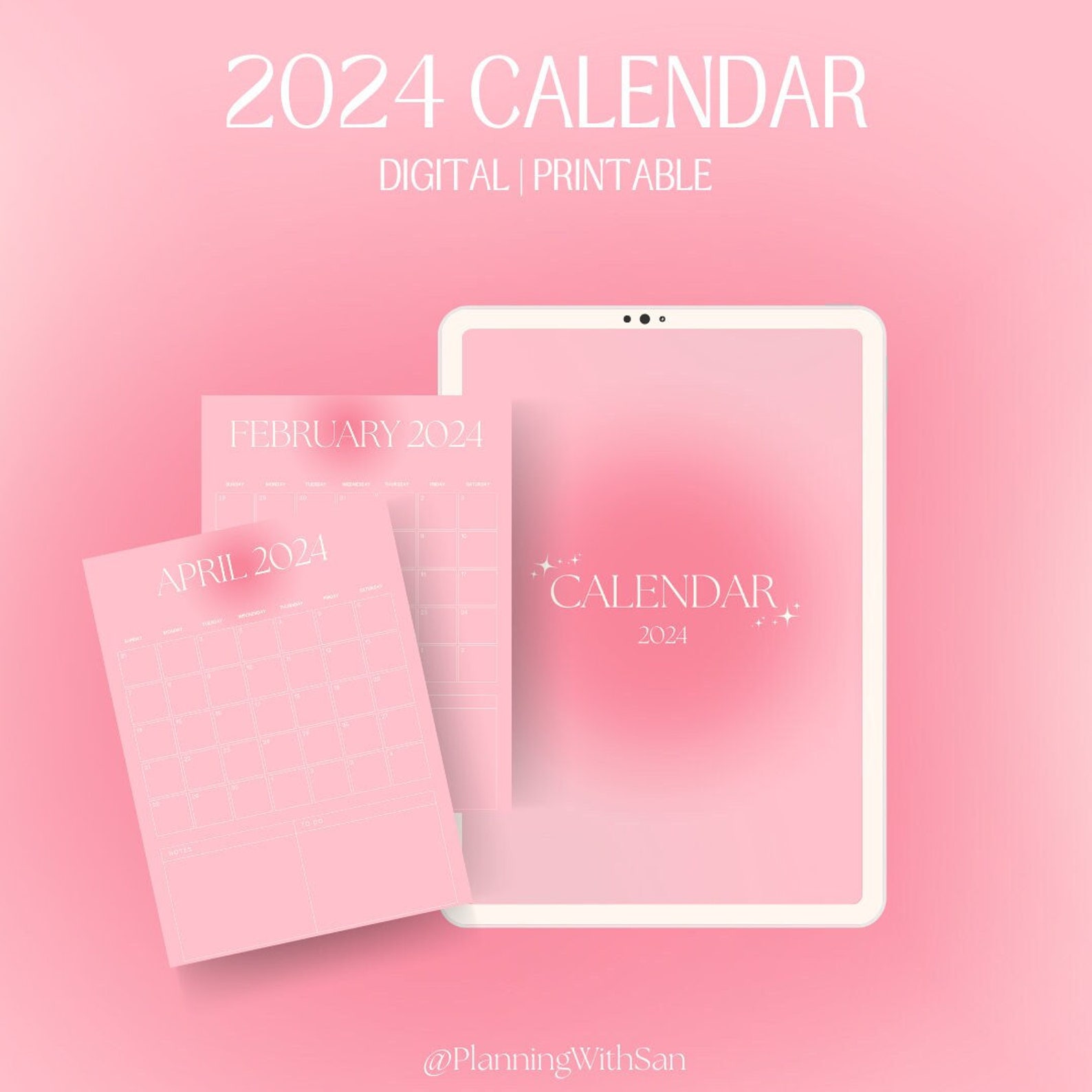 Aesthetic 2024 Calendar 2024 Monthly Planner Minimalistic Monthly