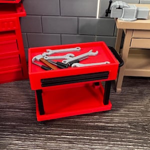 スケールガレージローリングツールカートカスタマイズ可能なミニチュアカートガレージジオラマ小道具RCスケールロッククローラーアクセサリーRCカーリアルスケールパーツ