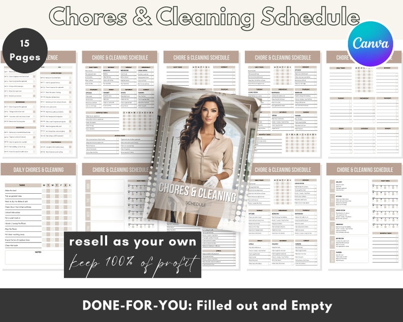 Editable Canva Template Cleaning Bundle MRR PLR Cleaning Checklist with Master Resell Rights PLR Templates Canva Cleaning Schedule image 5