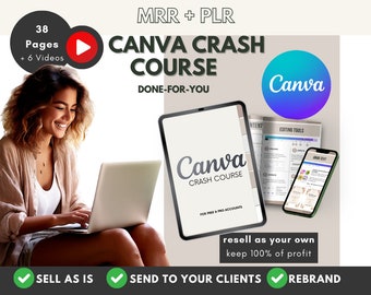 Curso intensivo de Canva con derechos de reventa principales (MRR + PLR), incluidos tutoriales en vídeo / Guía de Canva hecha para ti Cómo utilizar vídeos tutoriales de Canva