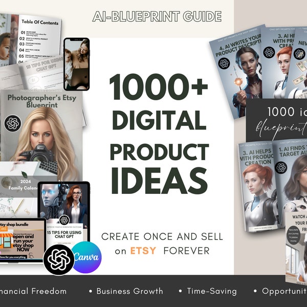 1000+ Digital Product Ideas to sell on Etsy | BONUS: Done-For-You Passive Income Playbook | no excuses to not build a passive income stream