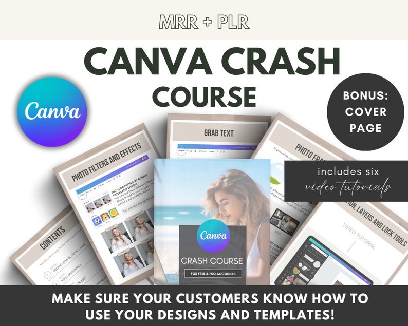 Canva Crash Course with Master Resell Rights MRR PLR Including Video Tutorials Done For You Canva Guide How To Canva Tutorial Videos image 7