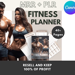 Fitness Planner & Tracker Canva Template: 47-Page MRR PLR Digital Ebook
