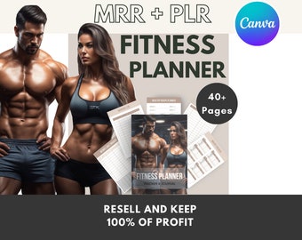 Fitness Planner & Tracker Canva Template: 47-Page MRR PLR Digital Ebook