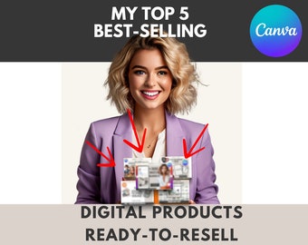 Top 5 Digital Products Bundle: Canva Templates, MRR & PLR (Digital Download)