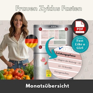 Zyklus Fasten Spickzettel | Fast Like A Girl | Frauen Gesundheits- & Hormon-Guide | Inspiriert von Dr. Mindy Pelz | Monatsübersicht deutsch