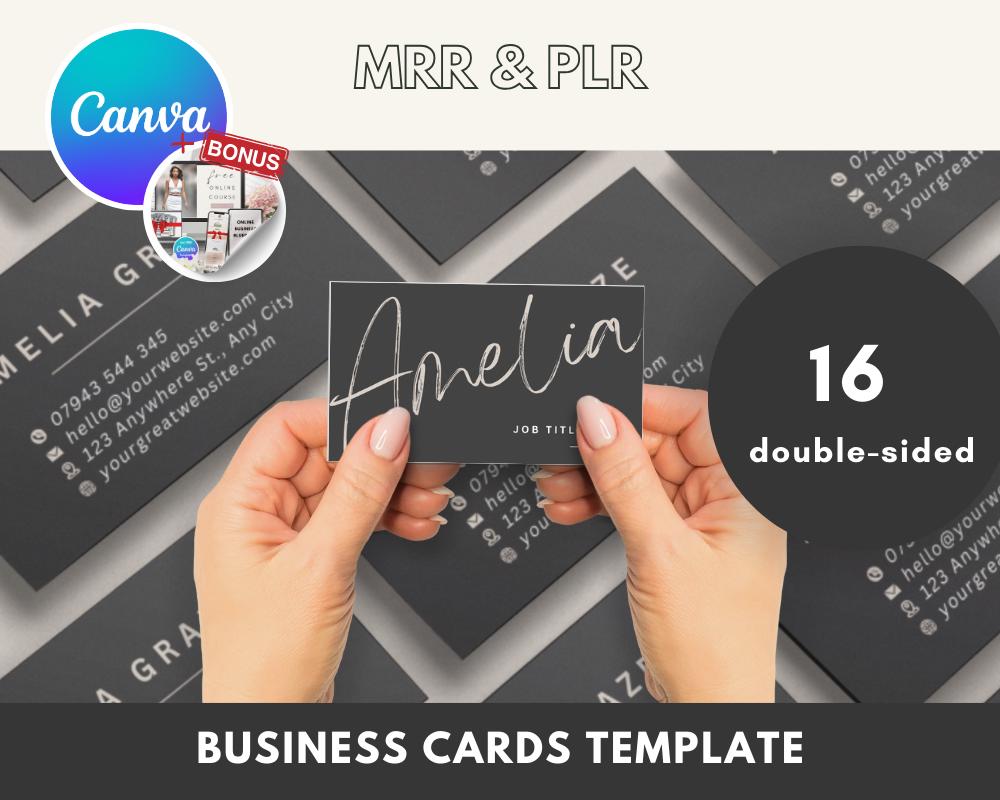 16 Double Sided Modern Business Card Template | 32 Templates Professional Female Business Cards | Editable and Customizable Modern Cards MRR