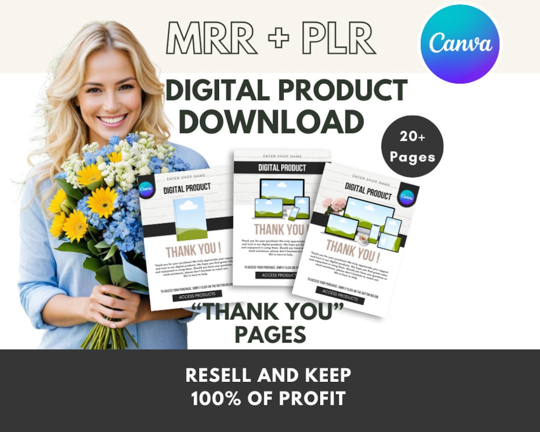 Thank You Page Template: Canva Digital Download (MRR PLR) - Etsy