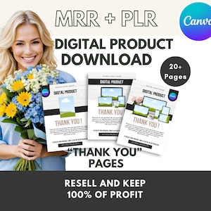 Dankeschön-Vorlagenseiten zum Herunterladen digitaler Produkte | Etsy Listing-Download-Vorlage | Canva-Vorlage Downloadseite für digitale Produkte MRR PLR