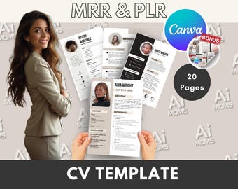 Modern Resume Template: Editable Canva CV with Resell Rights